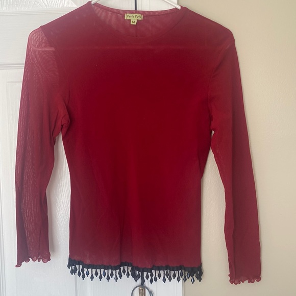 Red, petit pois long sleeve shirt and skirt set size M - Picture 1 of 3